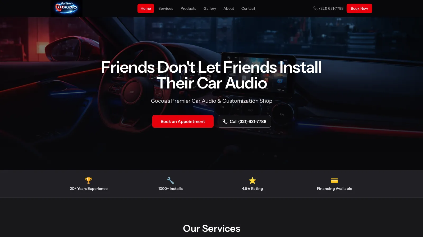 Big Mike's Car Audio — hero screenshot