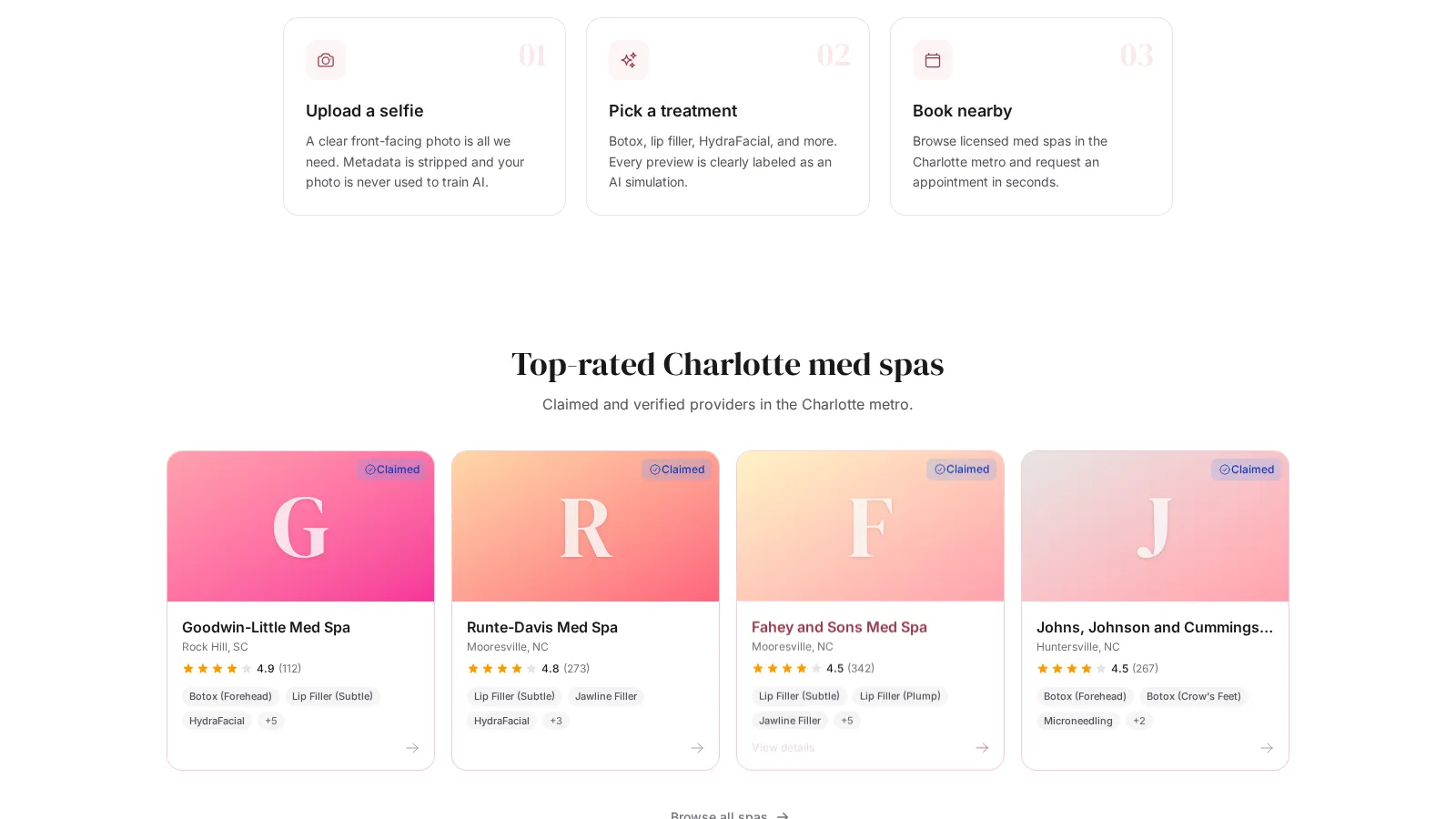 Spanuvo "How it works" section explaining the three-step AI preview and booking flow